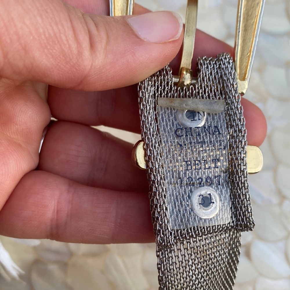 VINTAGE AUTHENTIC SILVER and gold TONE METAL MESH jaguar BELT - Picture 9 of 16